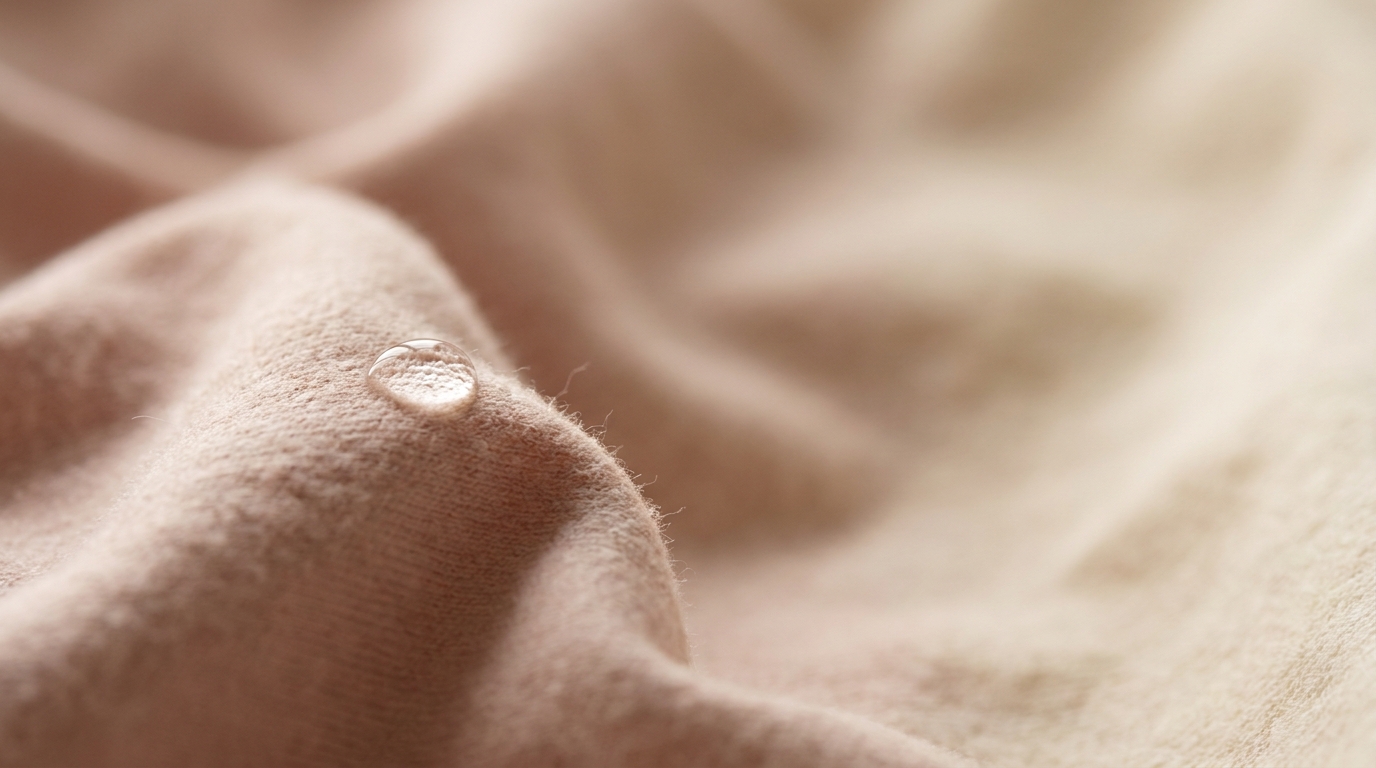 Cotton fabric with water droplet — representing gentle care